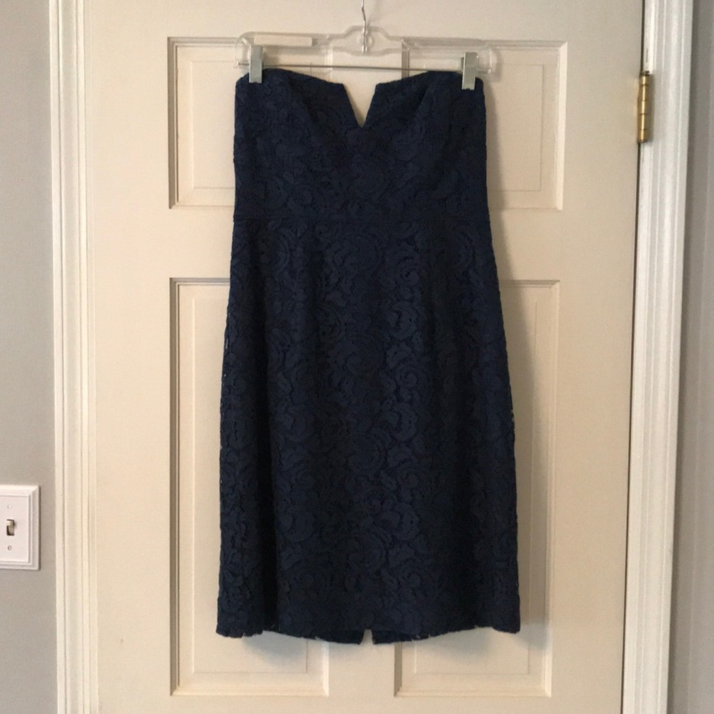 J. Crew Strapless Navy Dress